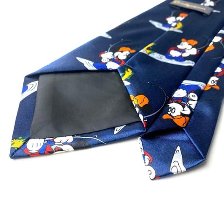 Disney ミッキー　ディズニー　釣り　総柄　ネクタイ　ネイビー