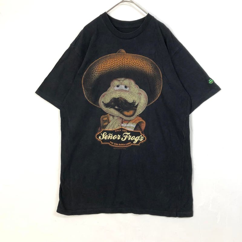 00s セニョールフロッグス カエル ビッグロゴ 半袖 Tシャツ 黒 | PEACE 