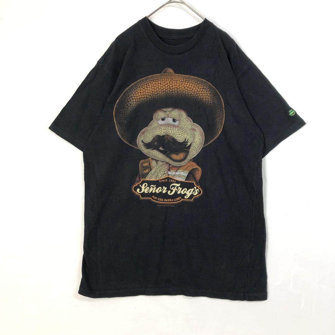 00s セニョールフロッグス カエル ビッグロゴ 半袖 Tシャツ 黒 | PEACE 