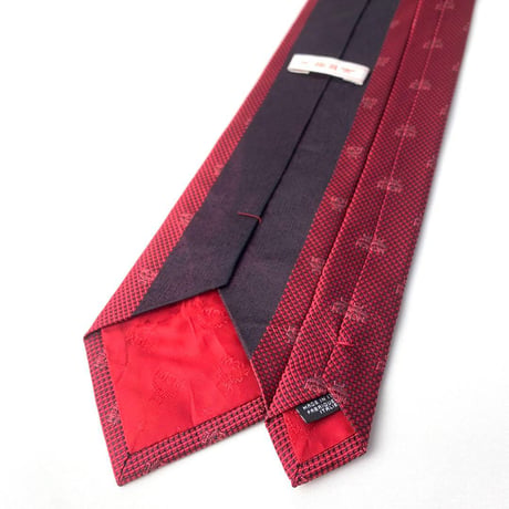 MCM イタリア製　ロゴ　刺繍　総柄　シルク　ネクタイ　赤