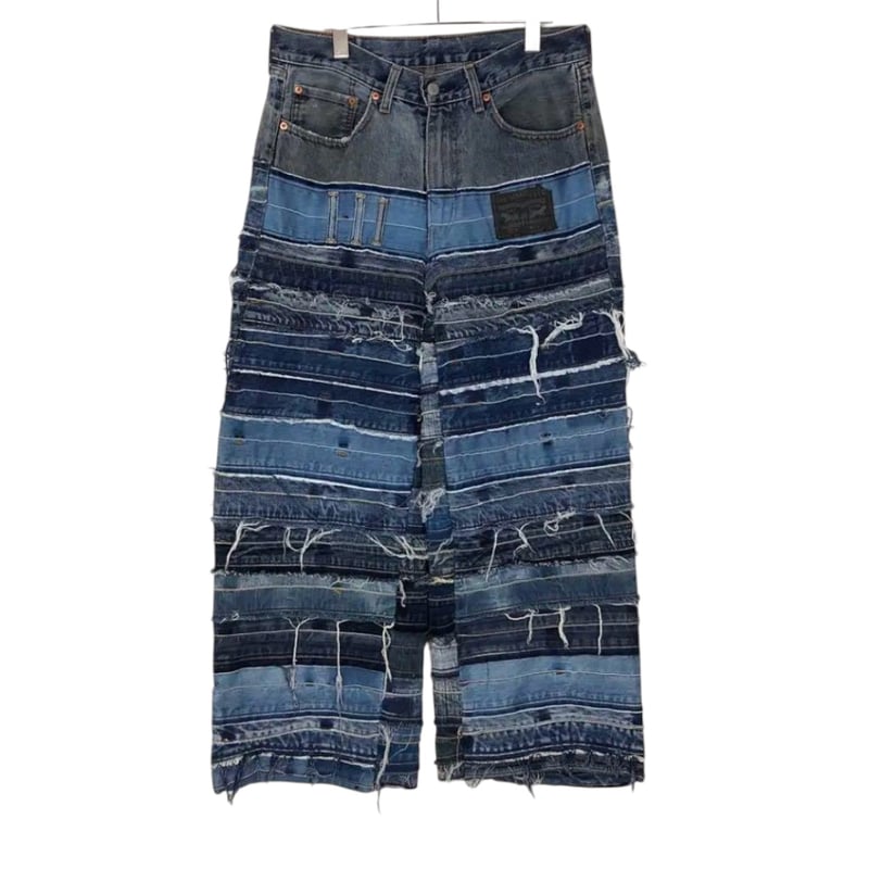 Levi's デニムパンツ パッチワーク リメイク 再構築 ユニセックス リーバイス リメイク デニム パンツ 再構築 パッチワーク | PEACE TOWN