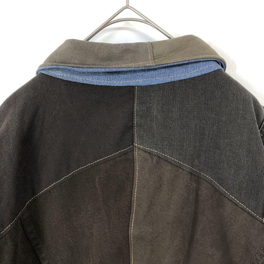 カーハート リメイク 再構築 ジャケット ロゴ 切替 パッチワーク 茶