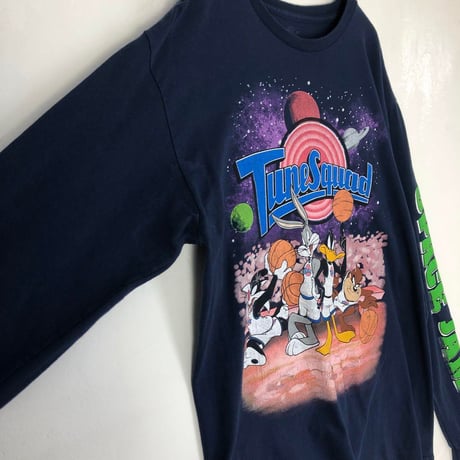 Looney Tunes　スペースジャム　長袖　袖ロゴ　ロンT　紺