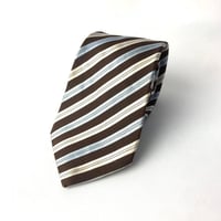 FENDI フェンディ　イタリア製　ストライプ　シルク　ネクタイ　茶