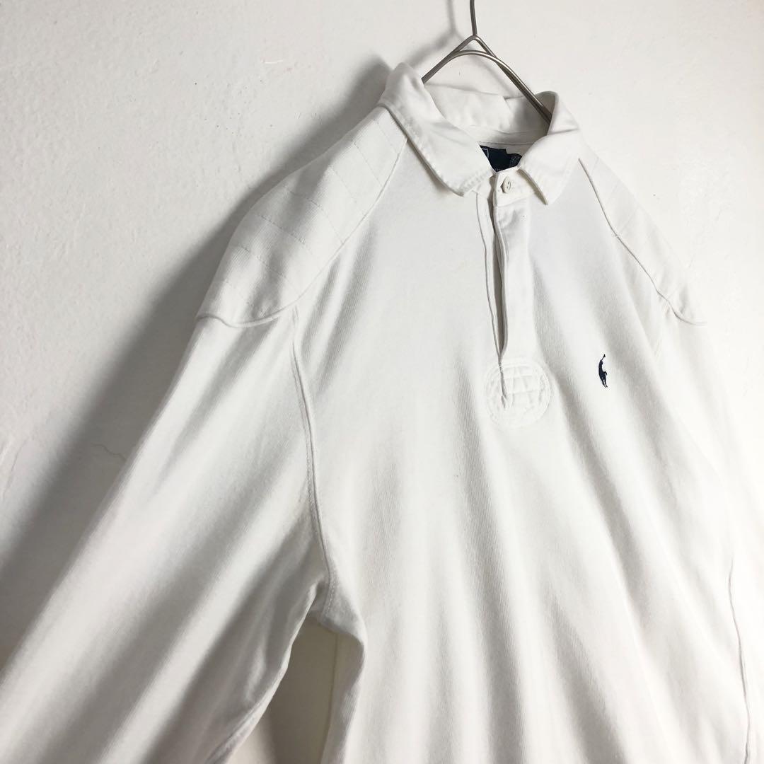 90s ポロラルフローレン ボーダー ラガーシャツ 刺繍ロゴ 長袖ポロシャツ POLO ラルフローレンボーダーラガーシャツ送料無料 長袖 ポロ、ラガ