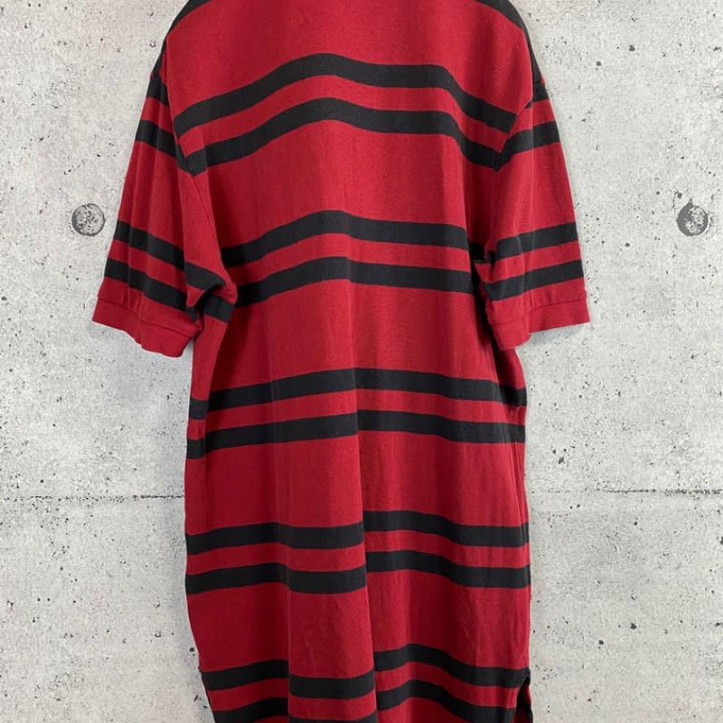90s POLO ポロ ラルフローレン 刺繍ロゴ ボーダー 半袖 ポロシャツ 