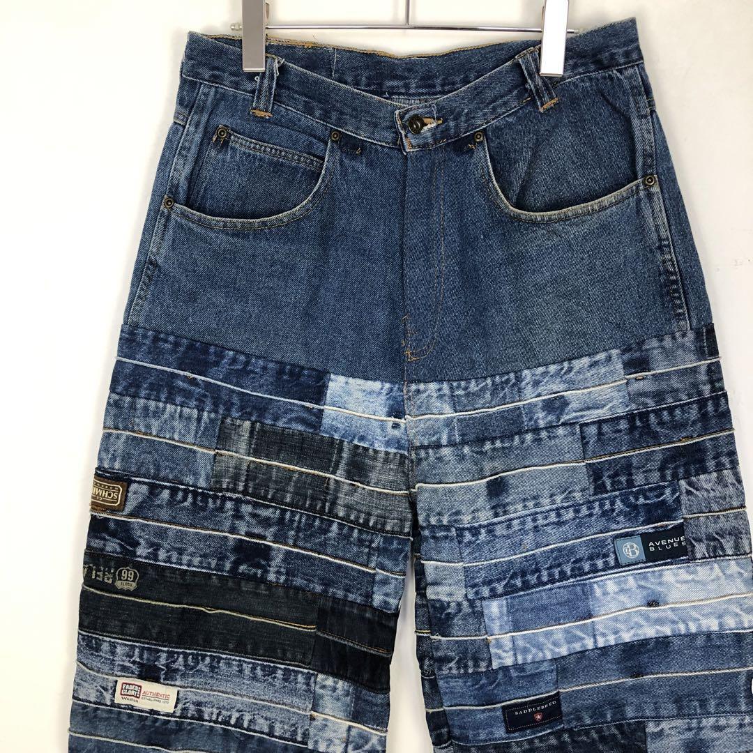 QBISM リーバイスリメイク デニムパンツ L リーバイス リメイク デニム パンツ 再構築 パッチワーク バギーパンツ