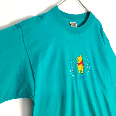Disney　ディズニー　プーさん　刺繍　ロゴ　半袖　Tシャツ