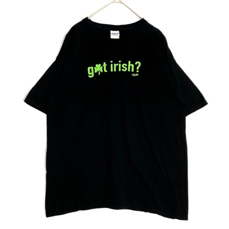got irish? アイルランド　パロディ　カレッジ　クローバー　Tシャツ　黒