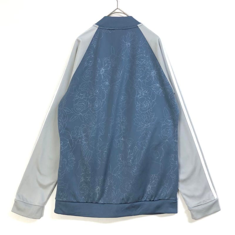 アディダス ジャージ トラックジャケット ロゴ ゆるだぼ 青 グレー