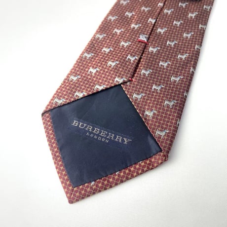 Burberry バーバリー 犬　総柄　シルク　ネクタイ　ブラウン