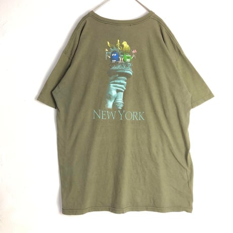 m&m's エムアンドエムズ　NEW YORK  ビッグプリント　Tシャツ　キャラT　カーキ