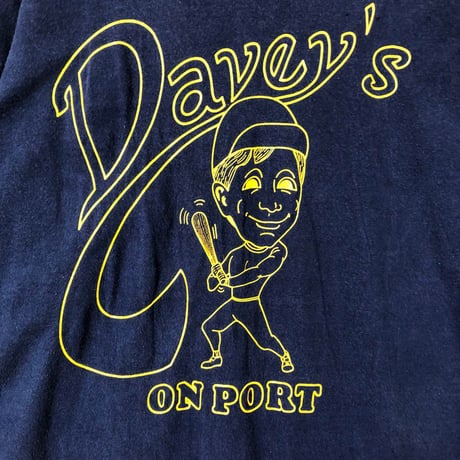 90s フルーツオブザルーム　Davey's ON PORT　半袖　Tシャツ　紺
