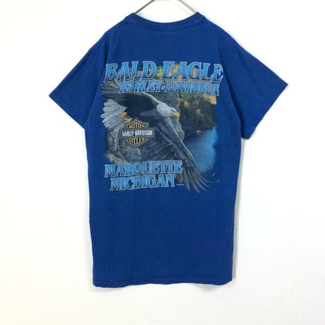 ハーレーダビッドソン　両面　ビッグロゴ　半袖　Tシャツ　青