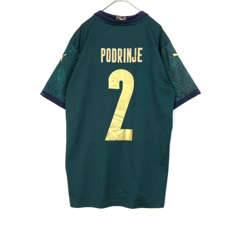 イタリア ゲームシャツ ユニフォーム サッカー 刺繍 ロゴ 緑 L | PEACE