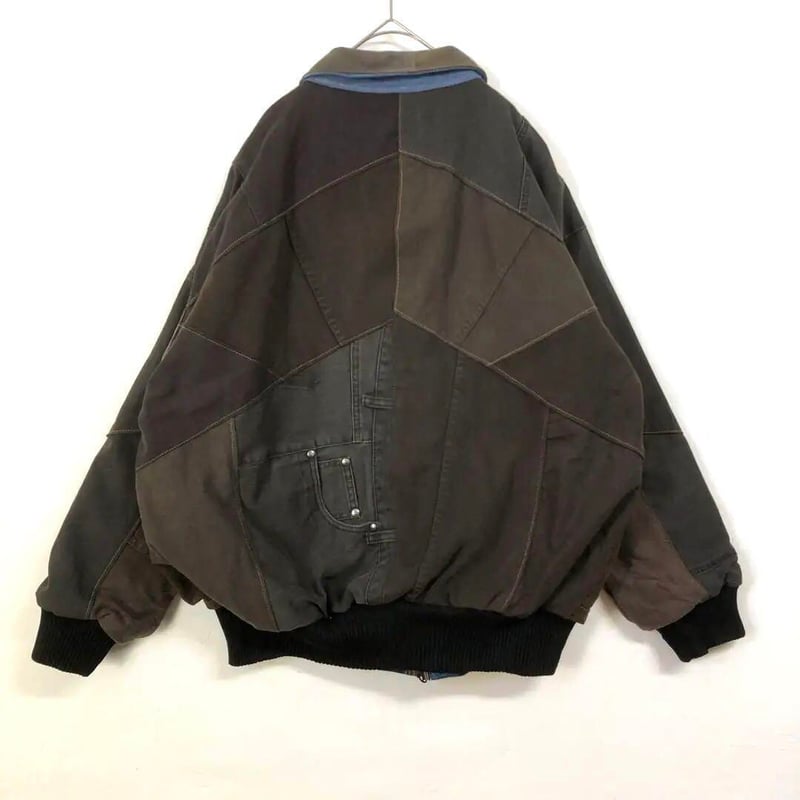 カーハート リメイク 再構築 ジャケット ロゴ 切替 パッチワーク 茶