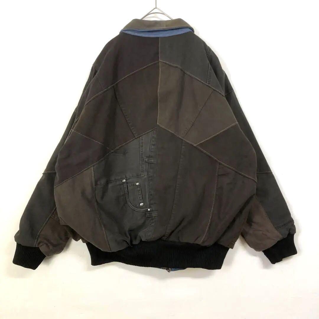 カーハート リメイク 再構築 ジャケット ロゴ 切替 パッチワーク 茶