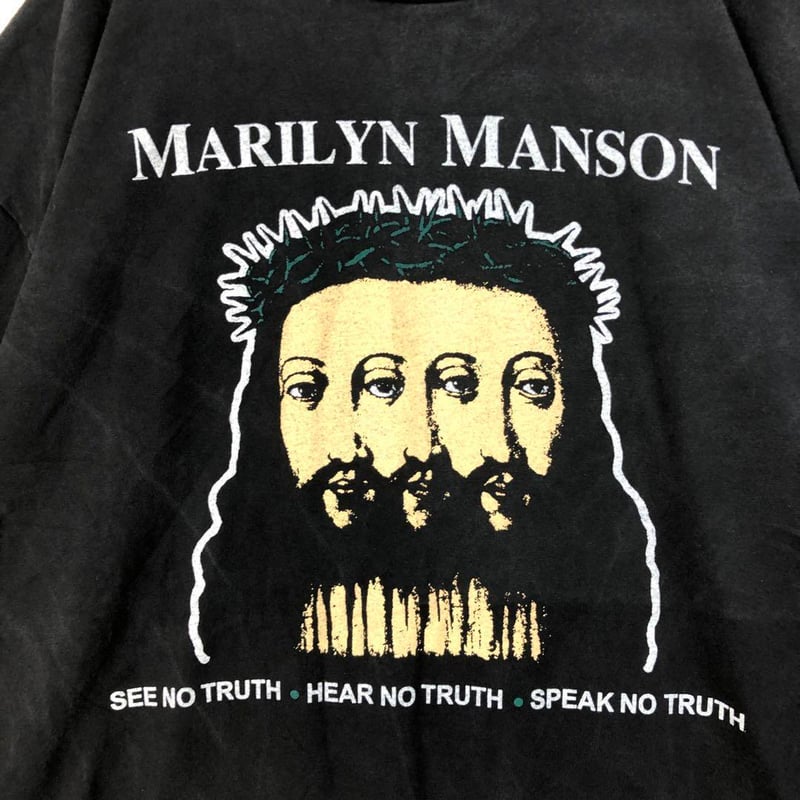 BOOTLEG シングルステッチ マリリンマンソン ロゴ 半袖 Tシャツ 黒