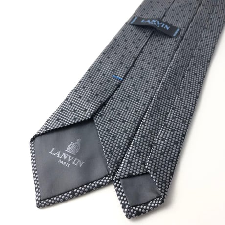 LANVIN　ランバン フランス製　ドット　シルク　ネクタイ　ブラック