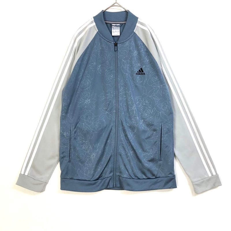 アディダス ジャージ トラックジャケット ロゴ ゆるだぼ 青 グレー