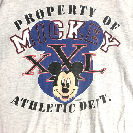 90s　シングルステッチ　オールドディズニー　ミッキー　Tシャツ　グレー
