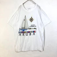90s シングルステッチ　ARUBA ビッグロゴ　半袖　Tシャツ　白