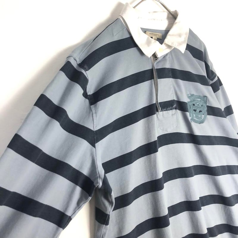 Burberry バーバリー 長袖 ラガーシャツ ビッグロゴ ボーダー Burberry バーバリー 長袖 ラガーシャツ ビッグロゴ ボーダー