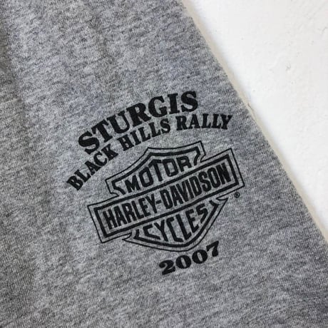 ハーレーダビッドソン　ロゴ　ヘンリーネック　Tシャツ　グレー