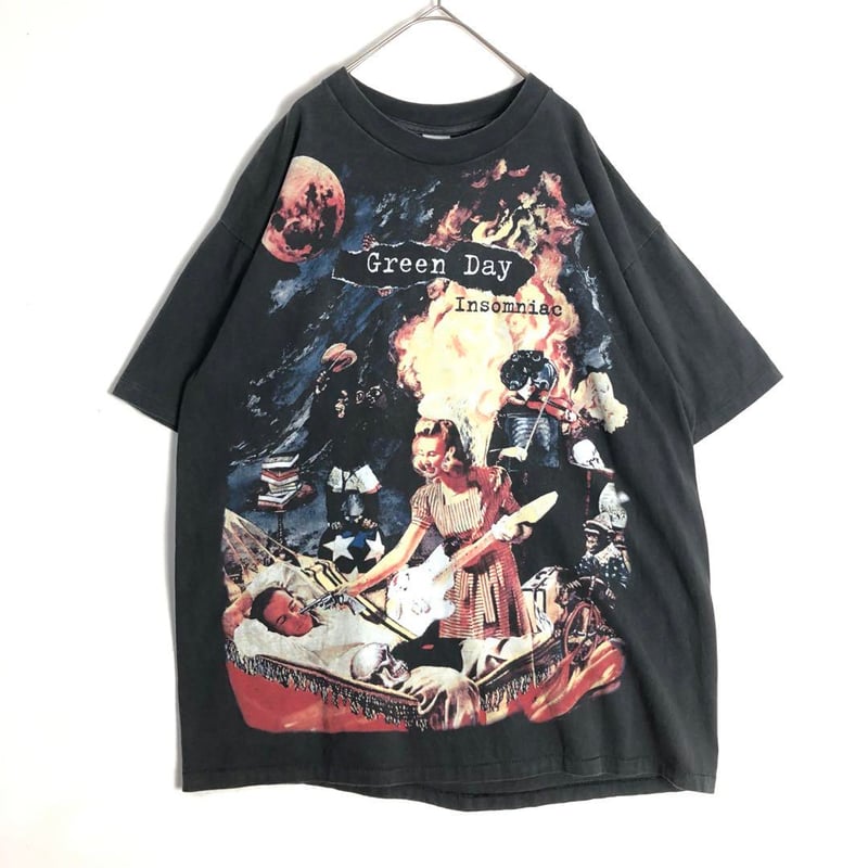 3717　グリーンディ　シングルステッチ　ビッグプリント　バンT　Tシャツ　黒 BOOTLEG GREEN DAY グリーンデイ シングルステッチ ビッグ