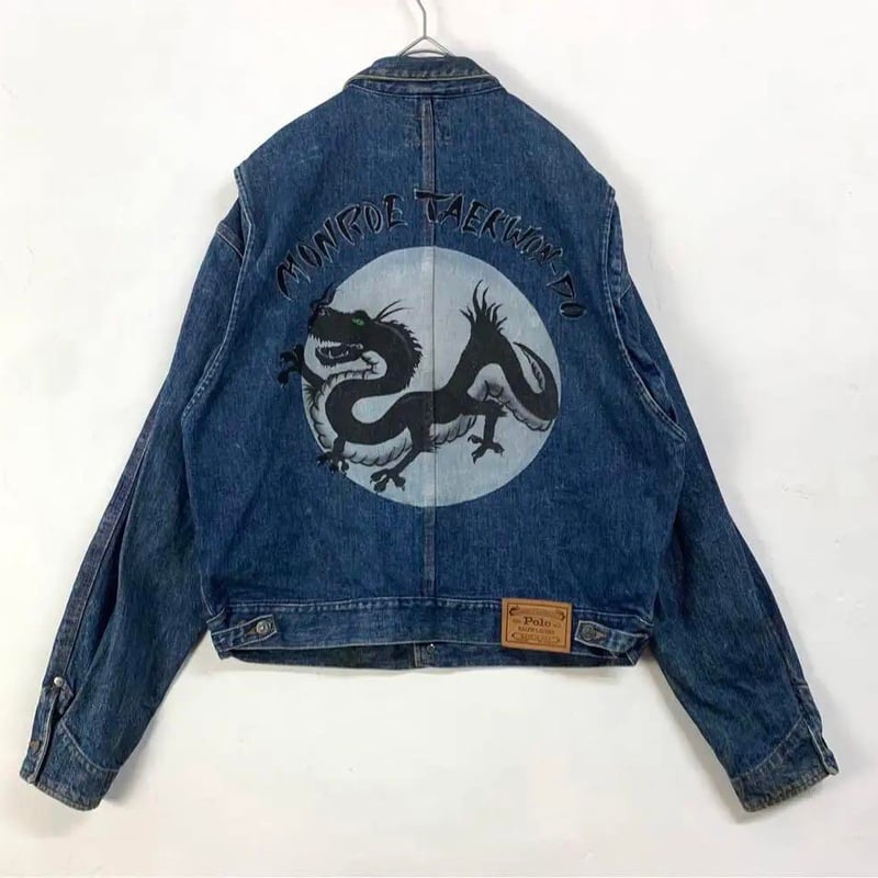 412 80s USA ラルフローレン ビッグロゴ デニムジャケット G