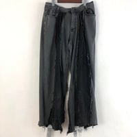 リメイク　再構築　ブラックデニム　パンツ　パッチワーク　黒