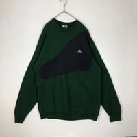 アディダス　リメイク　再構築　刺繍　ロゴ　スウェット　トレーナー　緑　黒