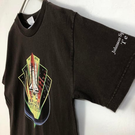 space shuttle　プリント　宇宙　半袖　Tシャツ　テキサス　ブラウン