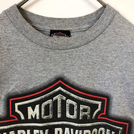 ハーレーダビッドソン　両面　プリント　ロゴ　半袖　Tシャツ　グレー