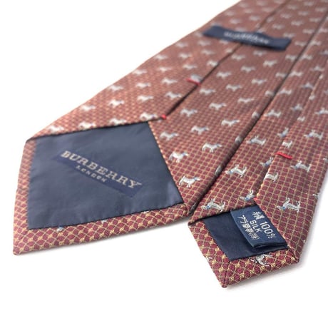 Burberry バーバリー 犬　総柄　シルク　ネクタイ　ブラウン