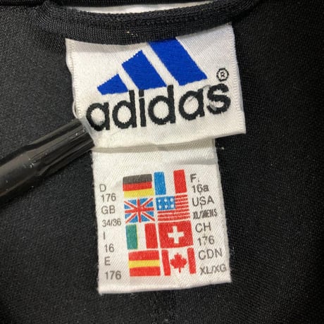 90's adidas アディダス　ロゴ　袖ライン　切替　トラック　ジャケット　ジャージ　黒　赤