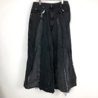リメイク　ブラックデニム　再構築　パッチワーク　バギーパンツ