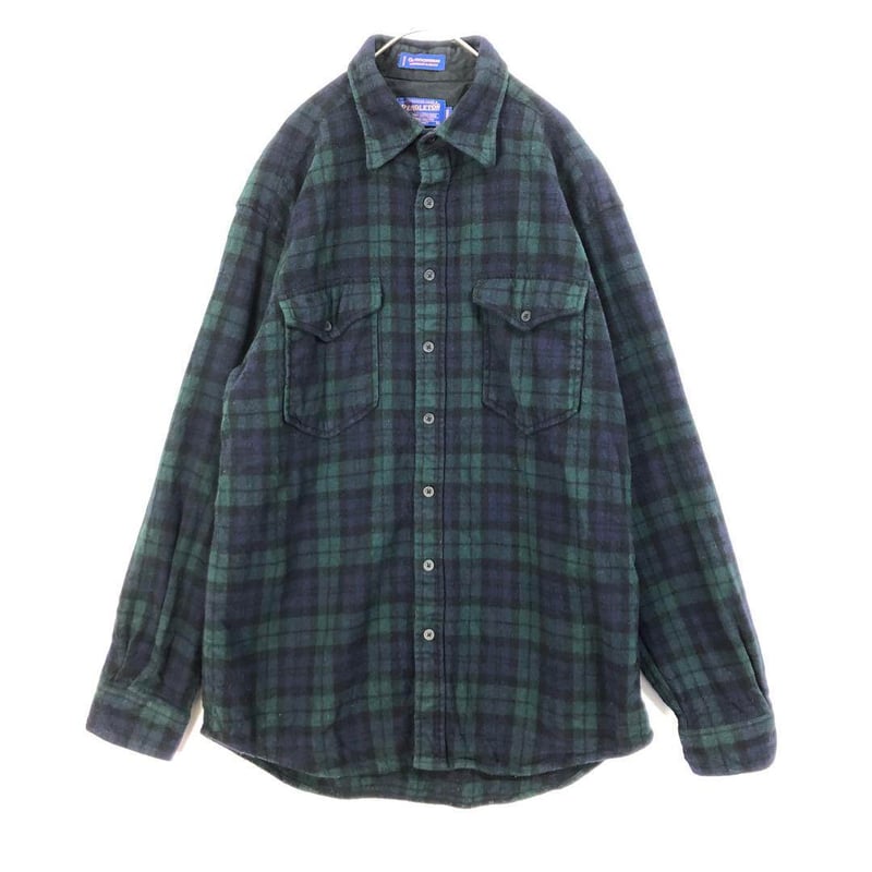 ペンドルトン ロゴ 長袖 ネルシャツ チェック 紺 緑 | PEACE TOWN
