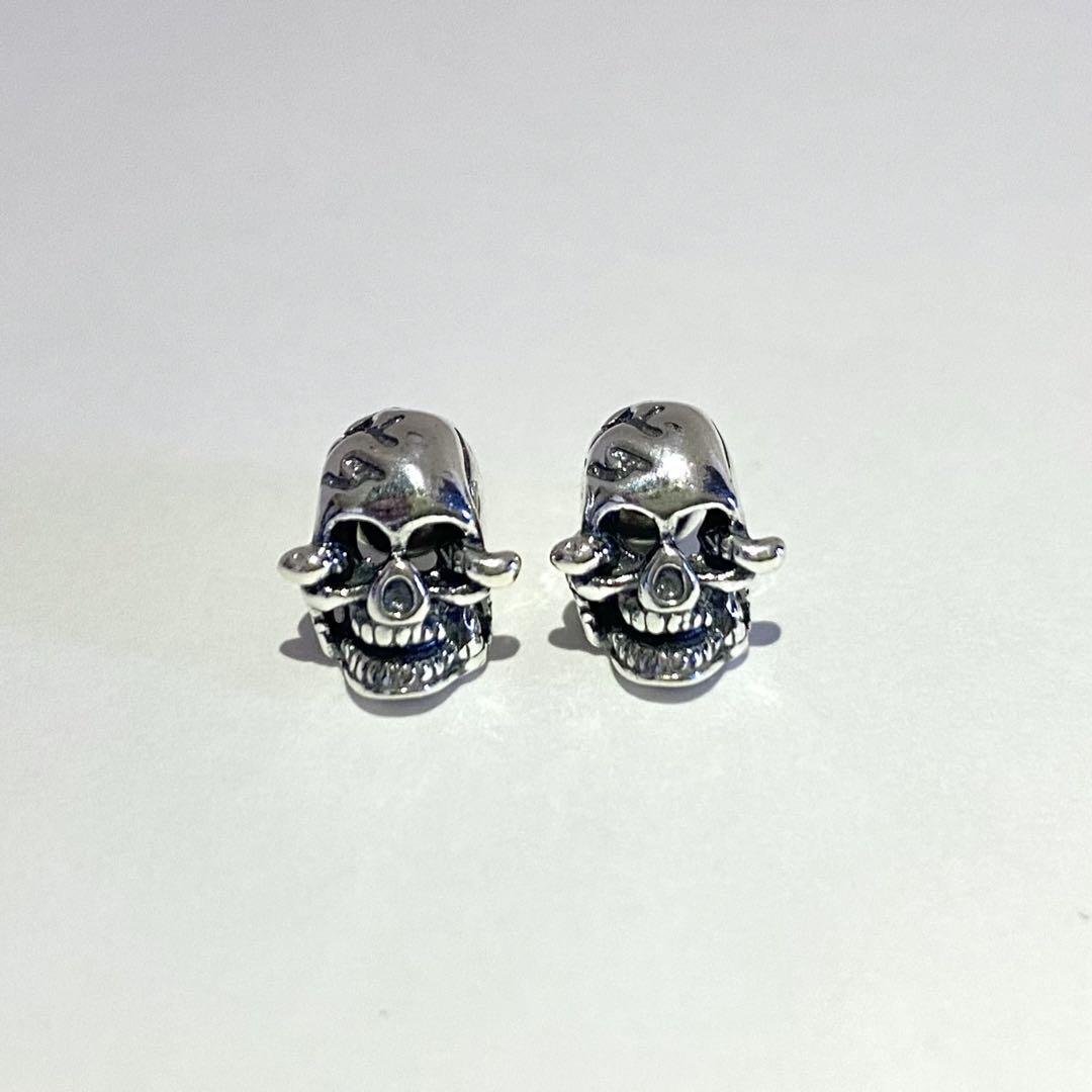【ムスカ】1001 シルバー　925 フープピアス　刻印　両耳　布袋付 シルバー925 スカル ドクロ ピアス 刻印 両耳 布袋付 | PEACE TOWN