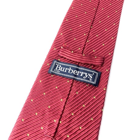90's Burberry　バーバリー　シルク　ネクタイ　ドット　赤
