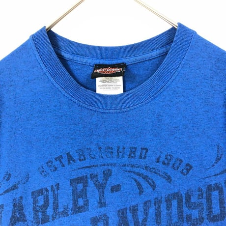 ハーレーダビッドソン　両面　ビッグロゴ　半袖　Tシャツ　青