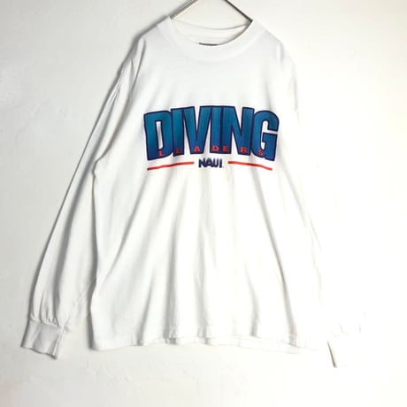 USA製　ONEITA　DIVING LEADERS NAUI　Tシャツ　長袖　ロンT　白