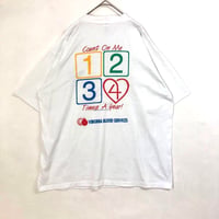 90s シングルステッチ バージニア　献血　企業　ロゴ　Tシャツ　白