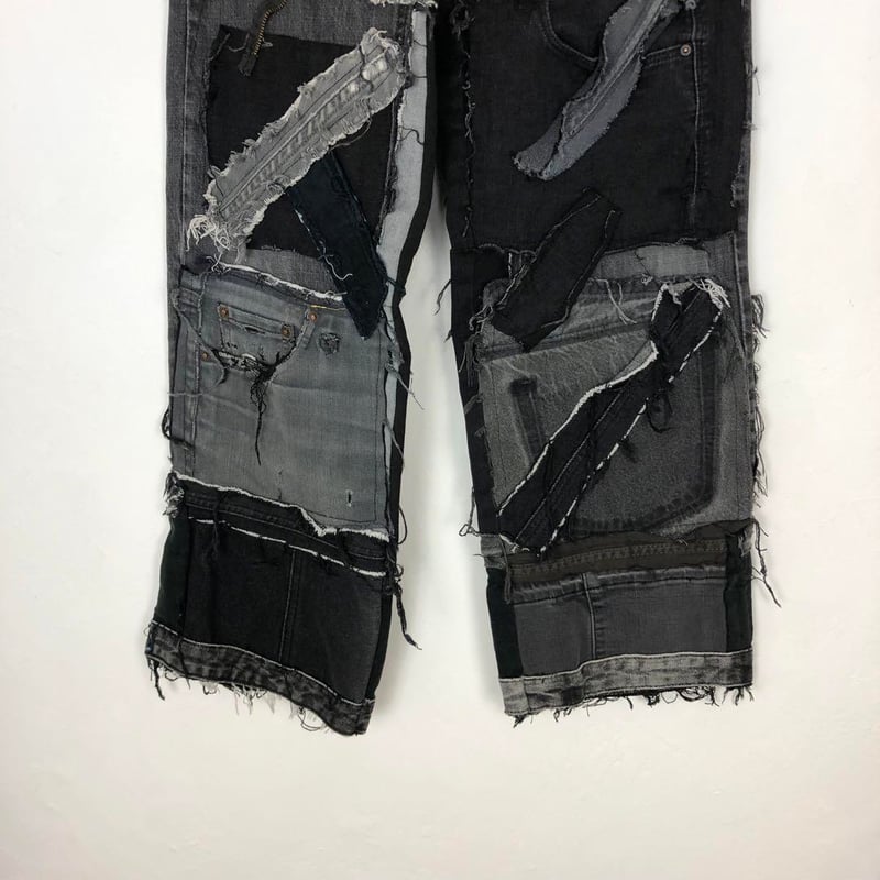 リーバイス リメイク ブラックデニム パンツ 再構築 パッチワーク 黒