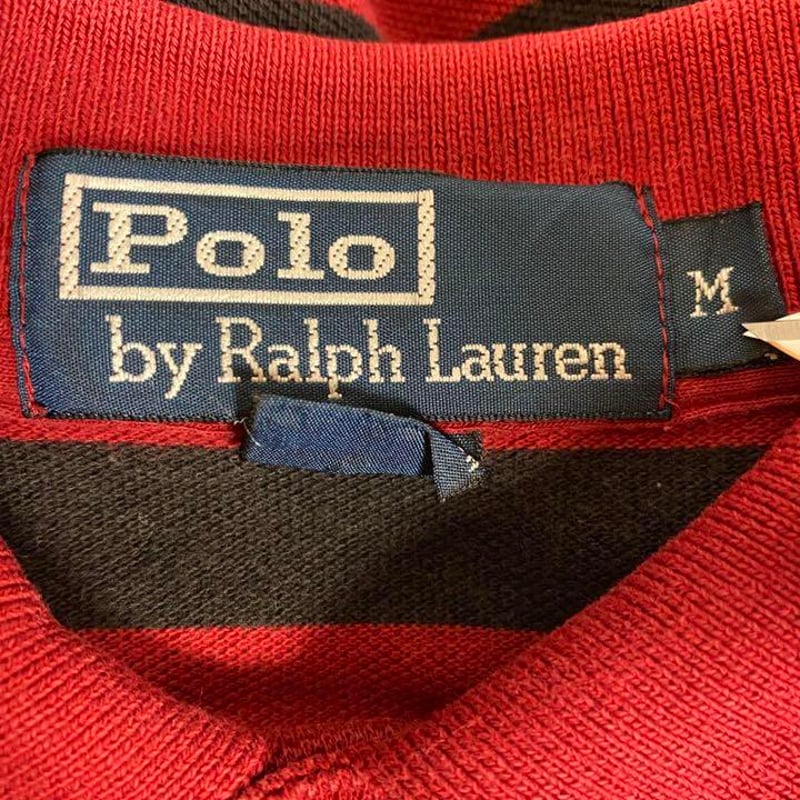 90s POLO ポロ ラルフローレン 刺繍ロゴ ボーダー 半袖 ポロシャツ 
