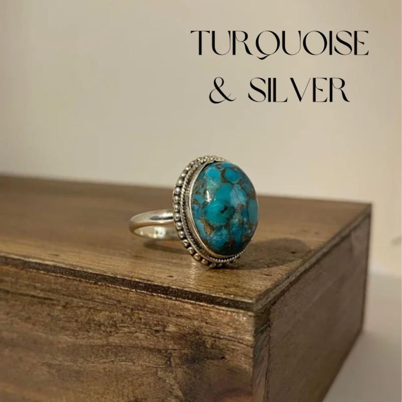 シルバーターコイズリング 18号 18号 ターコイズ シルバー925