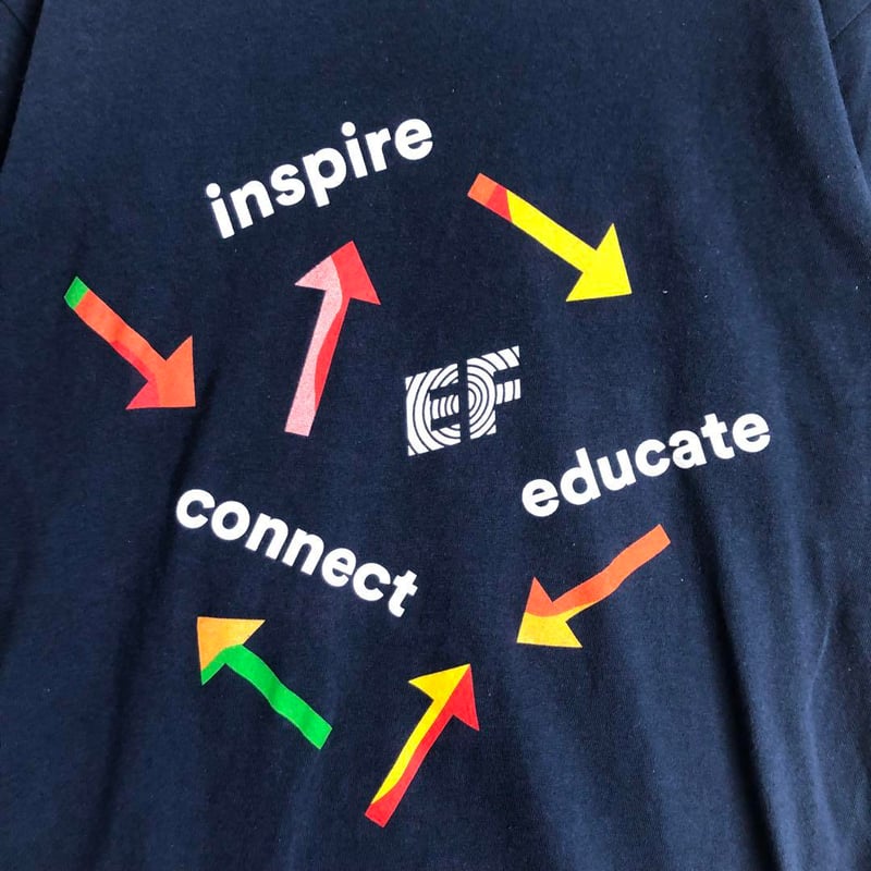 EF 交換留学 ビッグプリント 企業T Tシャツ 半袖 紺 | PEACE TOWN