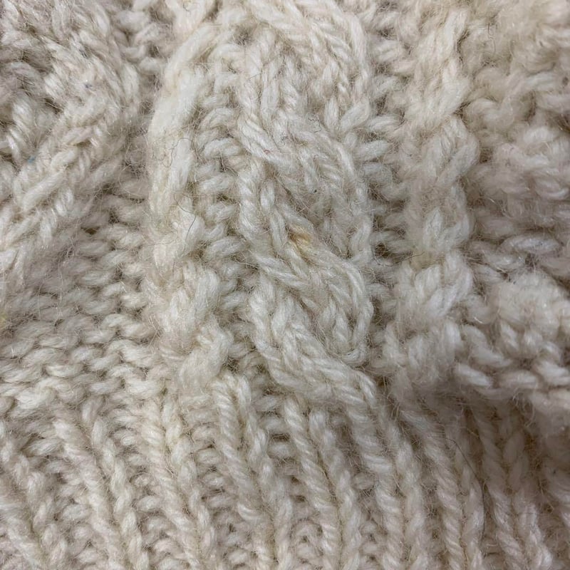 英国製 フィッシャーマン アランニット セーター ウール 100% 白