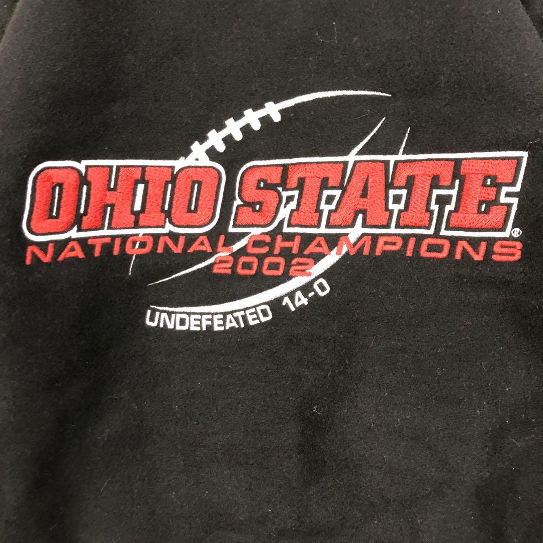 カレッジ USA製 レザー ウール スタジャン オハイオ 刺繍ロゴ 黒 カレッジ USA製 レザー ウール スタジャン オハイオ 刺繍ロゴ 黒