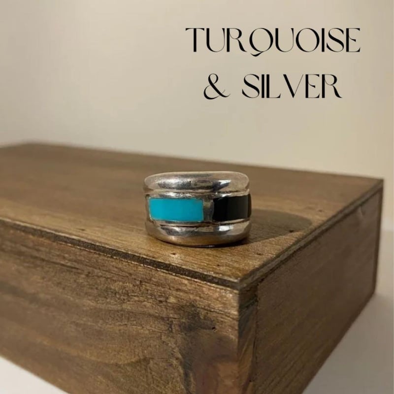 ハンドメイドのターコイズリング　インディアンジュエリー風　イサカピーク ハンドメイドのターコイズリングインディアンジュエリー風